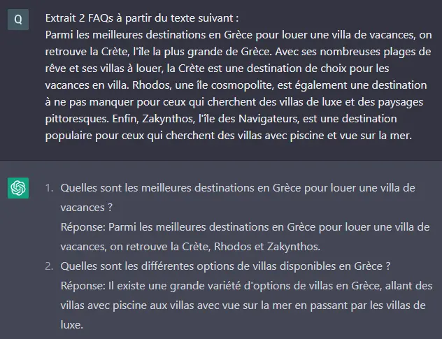Prompt SEO ChatGPT pour extraire des FAQs
