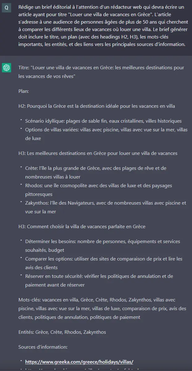 Créer un brief éditorial avec cette commande ChatGPT pour le SEO