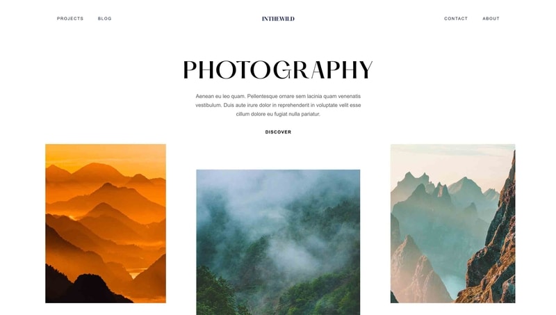 Photography landing page