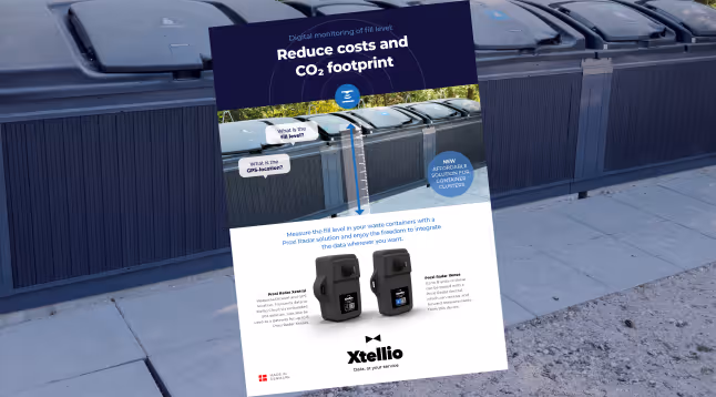 Proxi Radar Solution brochure in front of waste containers