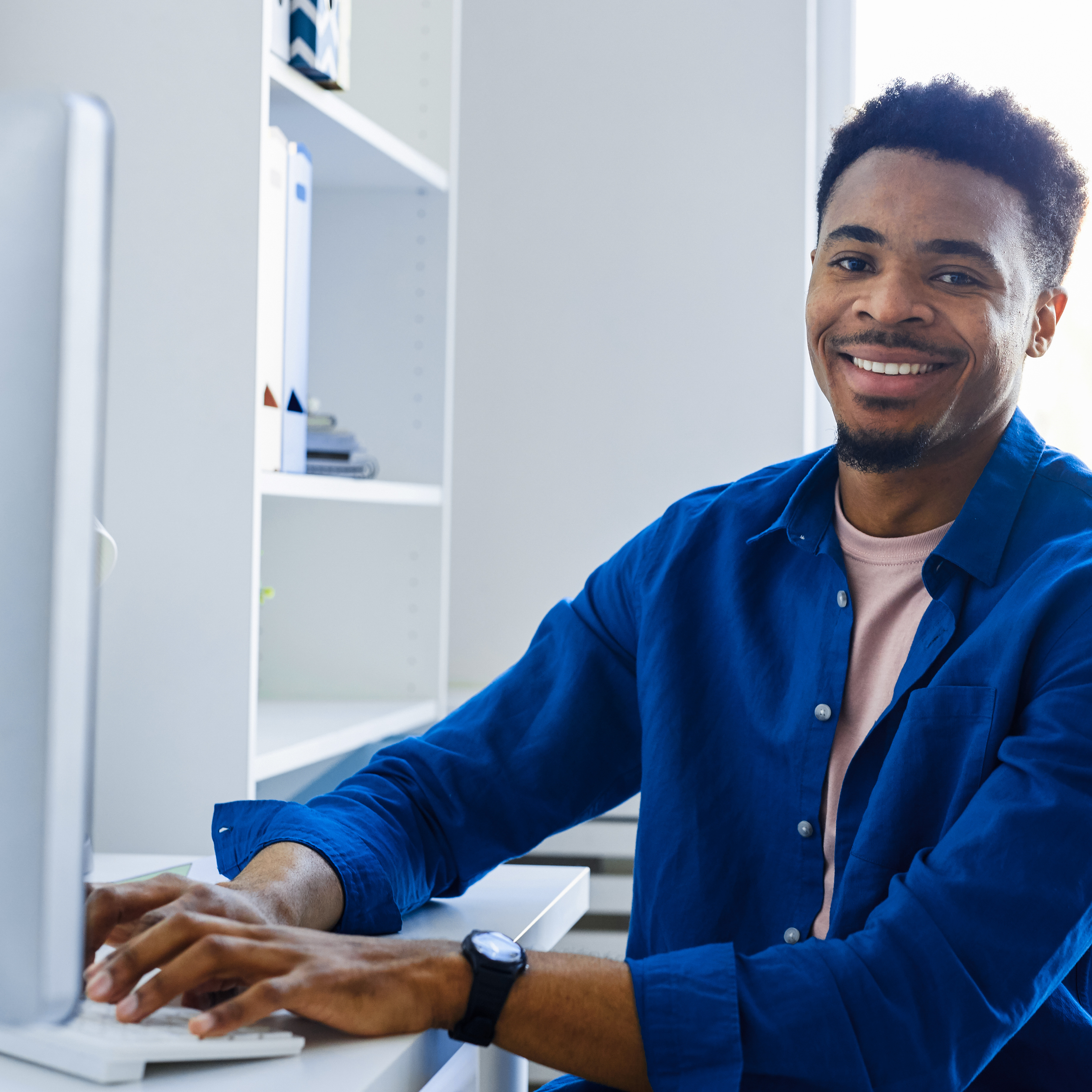 A man working on a computer
