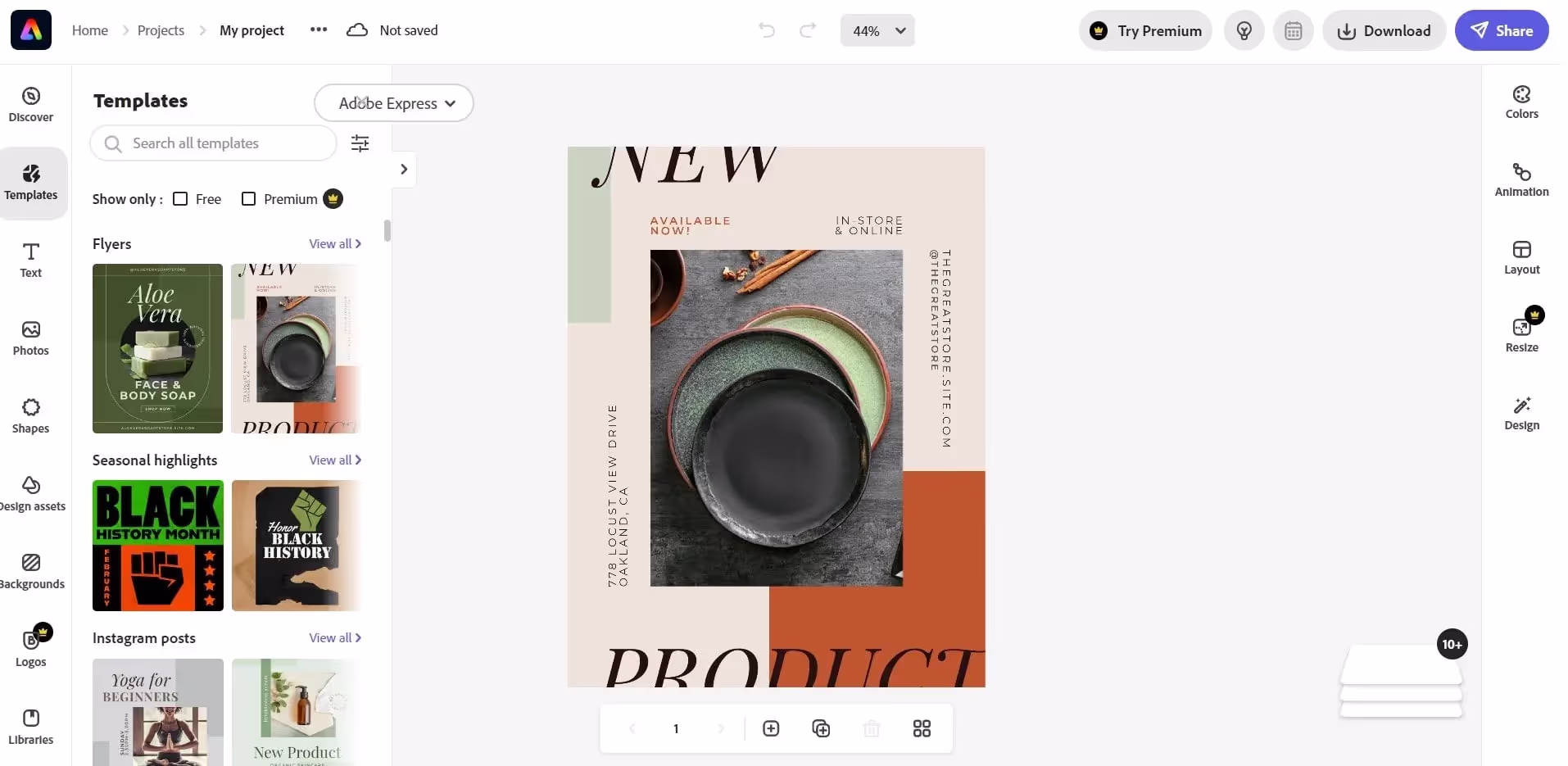 Screenshot of Adobe Spark's homepage, featuring its creative tools for graphic design, video creation, and web page building, with easy-to-use templates and customizable features for creating professional-looking content.