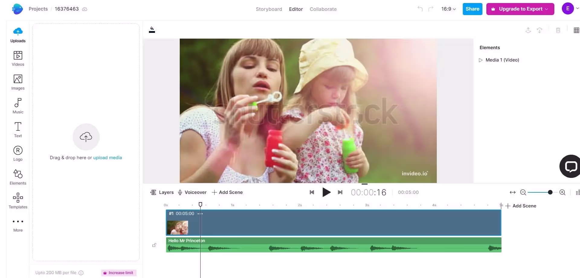 Screenshot of InVideo's homepage, displaying its user interface with various features highlighted, such as video templates, editing tools, and the platform's navigation options.