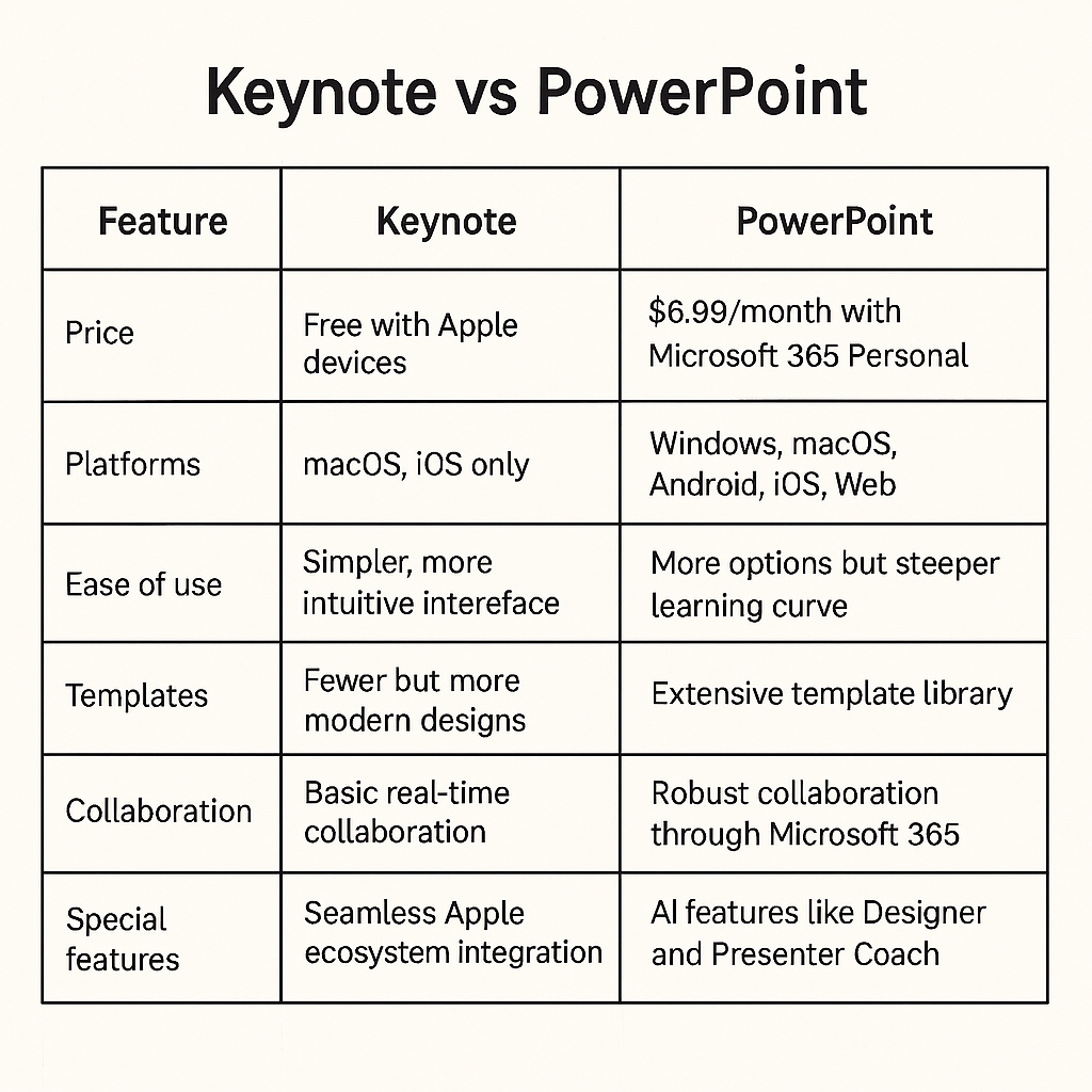 Keynote vs PowerPoint Tabe Image