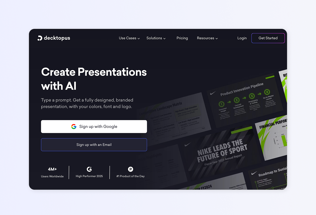 Decktopus AI Landing page