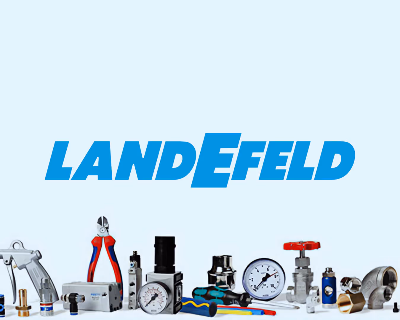 Landefeld Logo mit Hardware-Produkten 