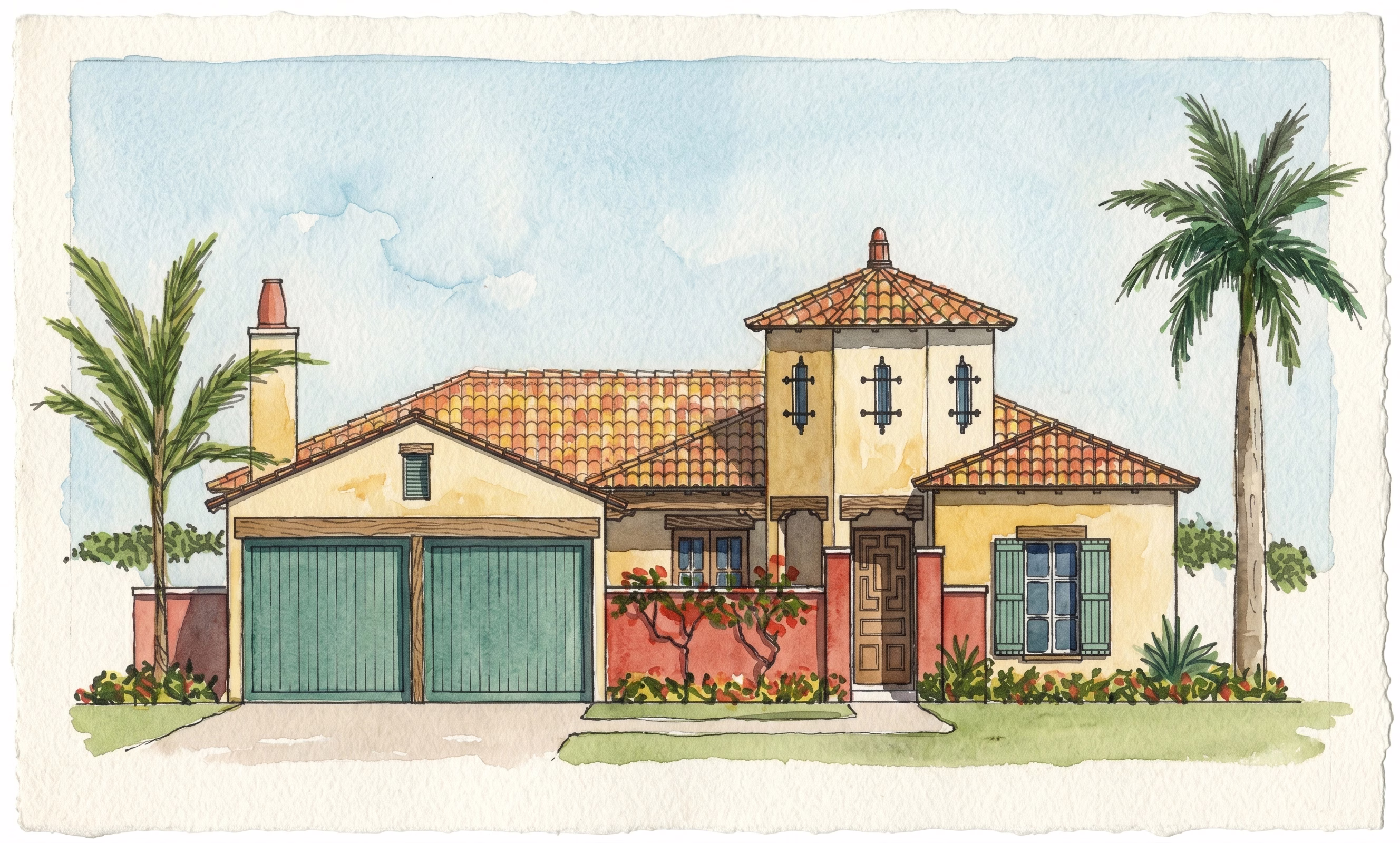 DeSoto - Front Elevation - Spanish Revival