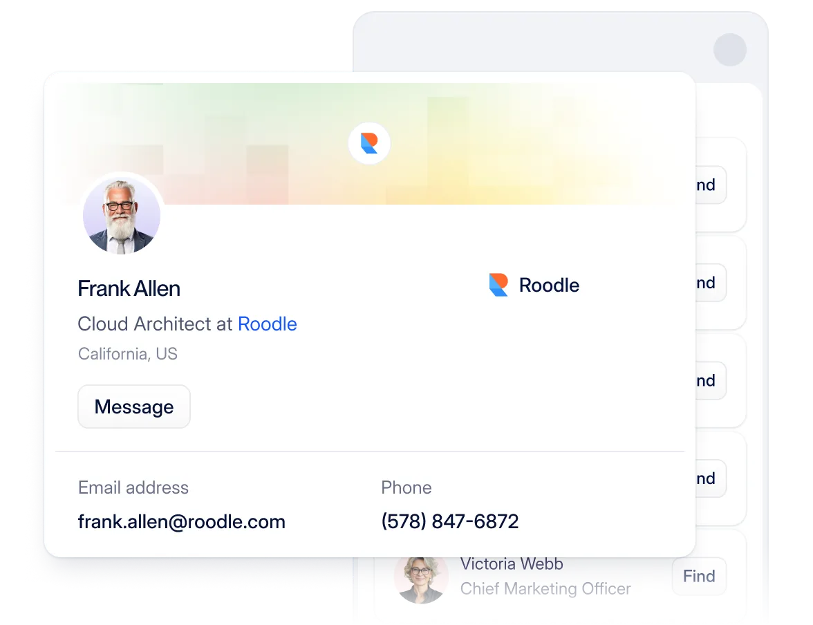 Seamless.AI Find button on a LinkedIn profile.
