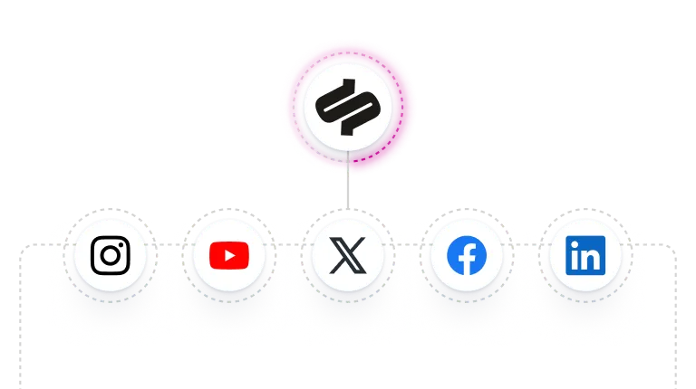 Seamless.AI icon logo with social media icons connected.