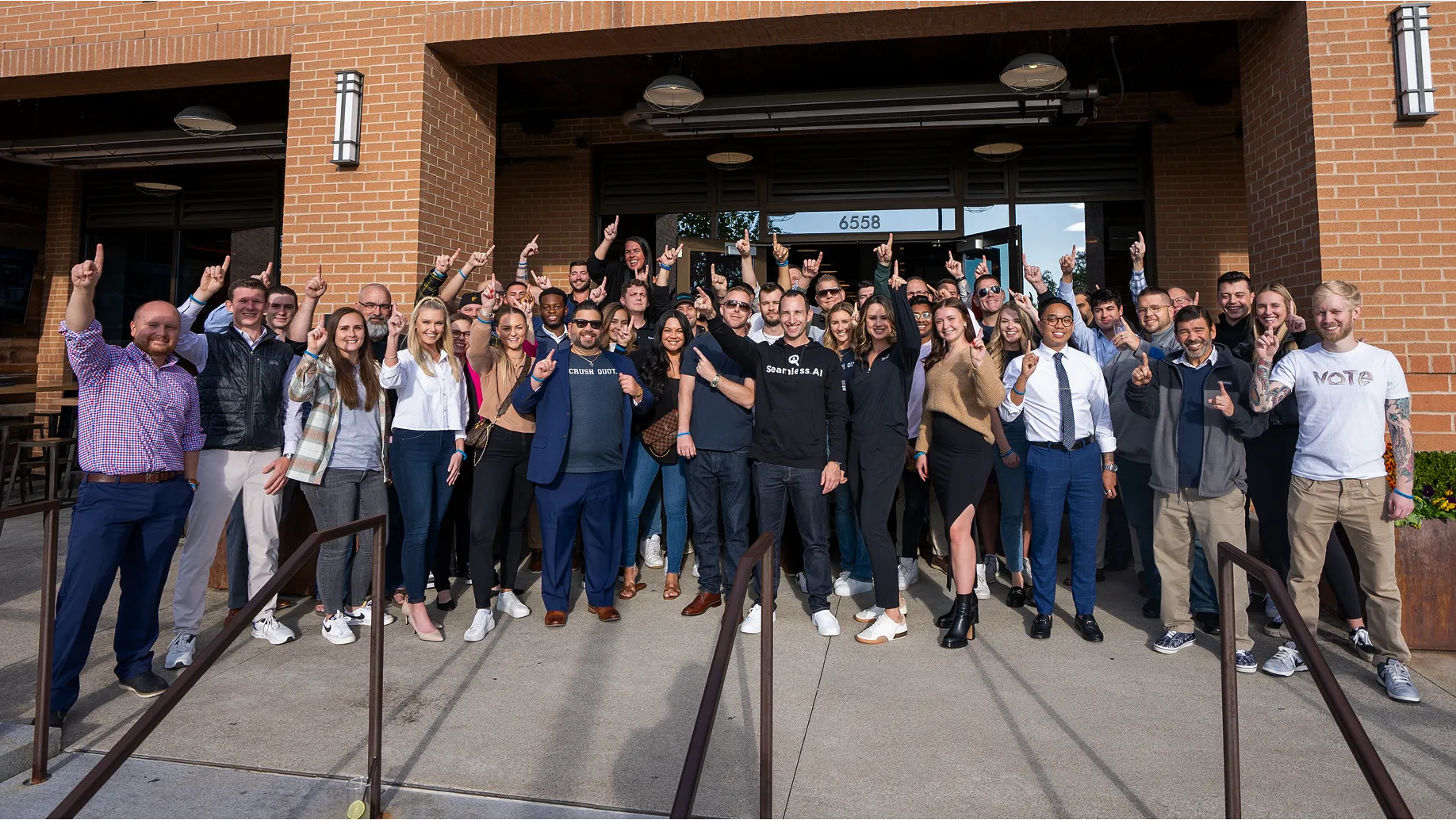 Group photo of Seamless.AI employees.