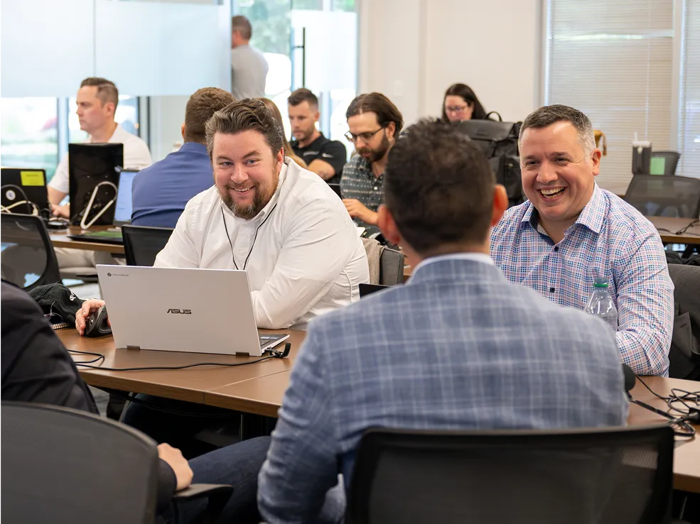 Group of employees working together