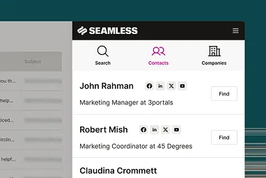 Mockup of the Seamless.AI chrome extension.