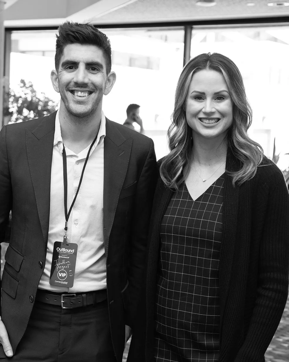 Photo of the VP of Marketing with the COO of Seamless.