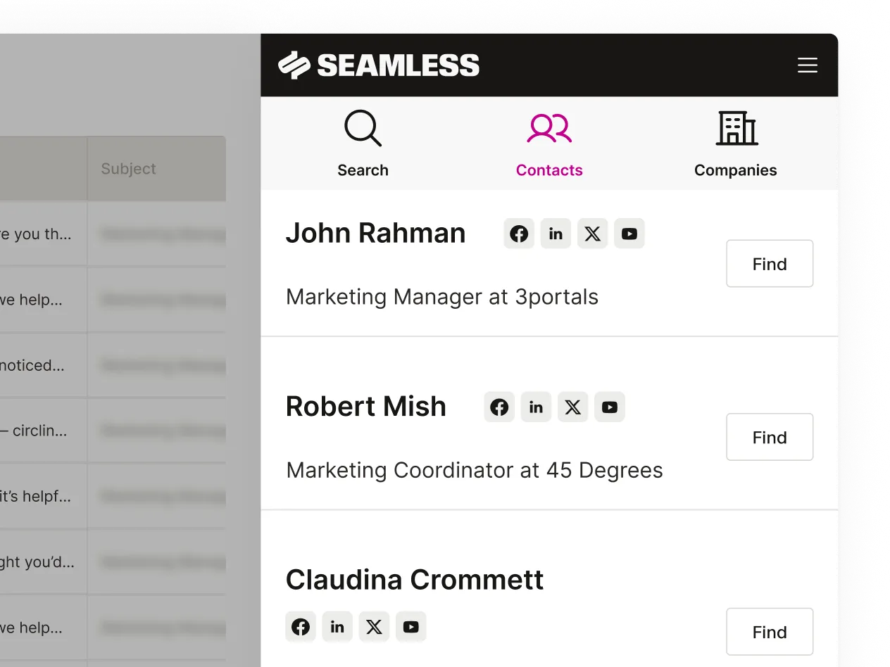 Seamless Chrome Extension open from a mock of the platform.