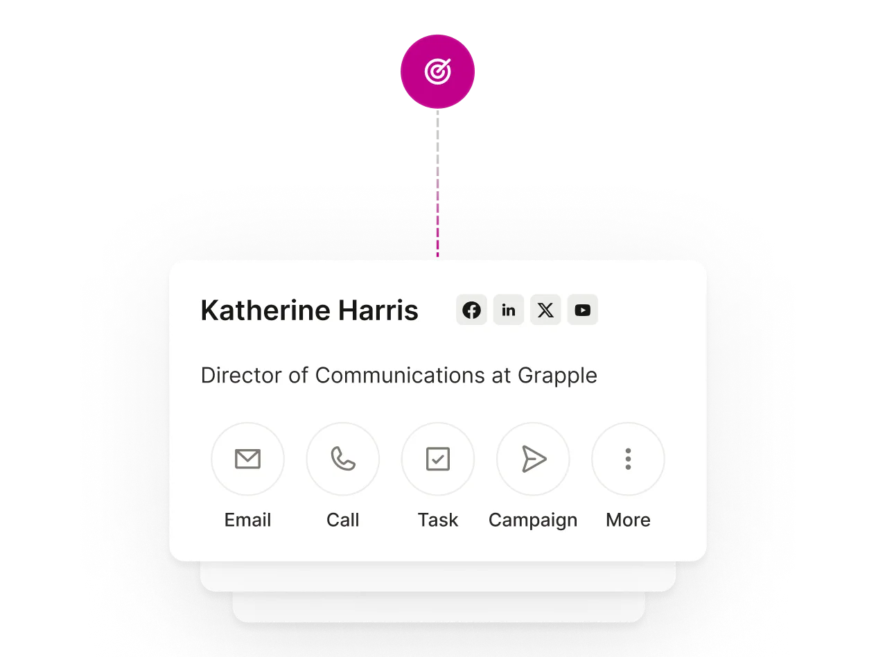 A Target icon connected to a stack of contacts.