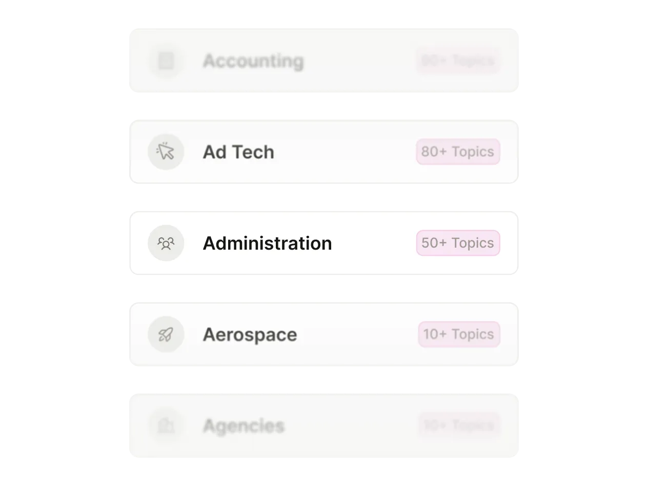 A list highlighting some of the available intent topics.