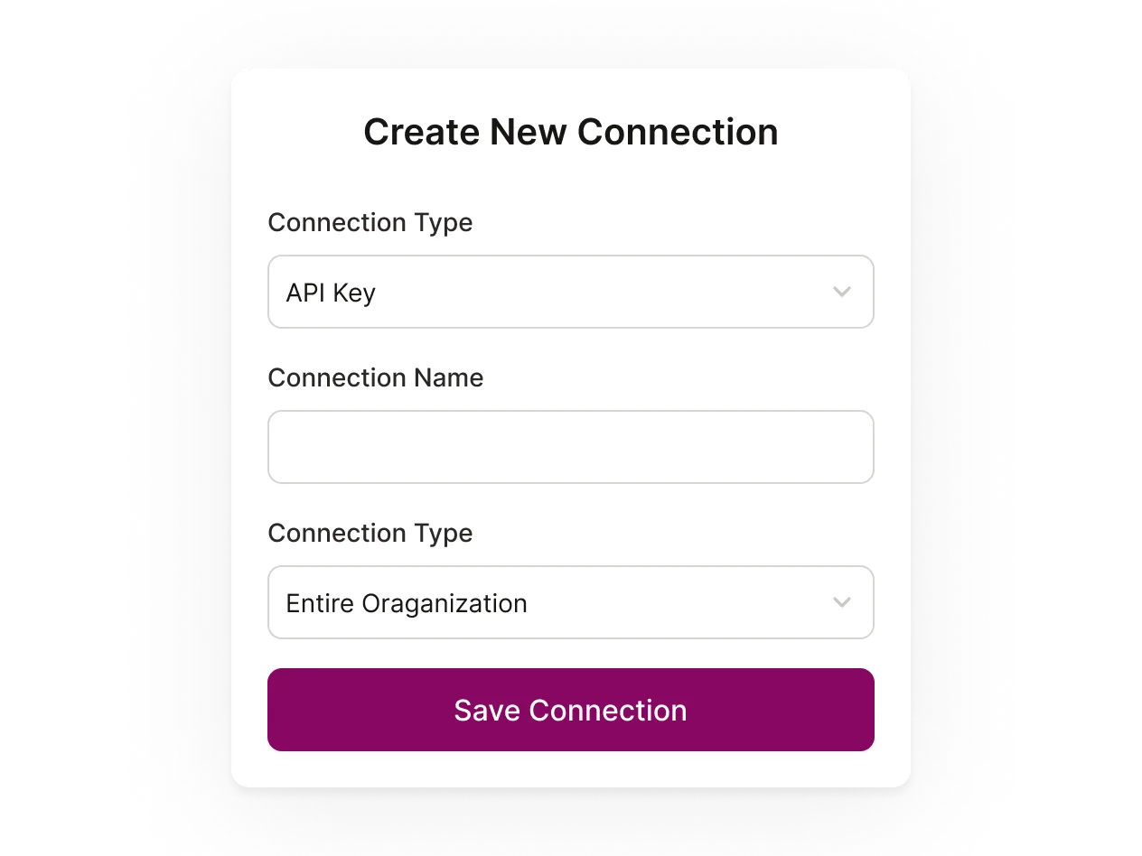 A Create New Connection block to setup a new API connection.