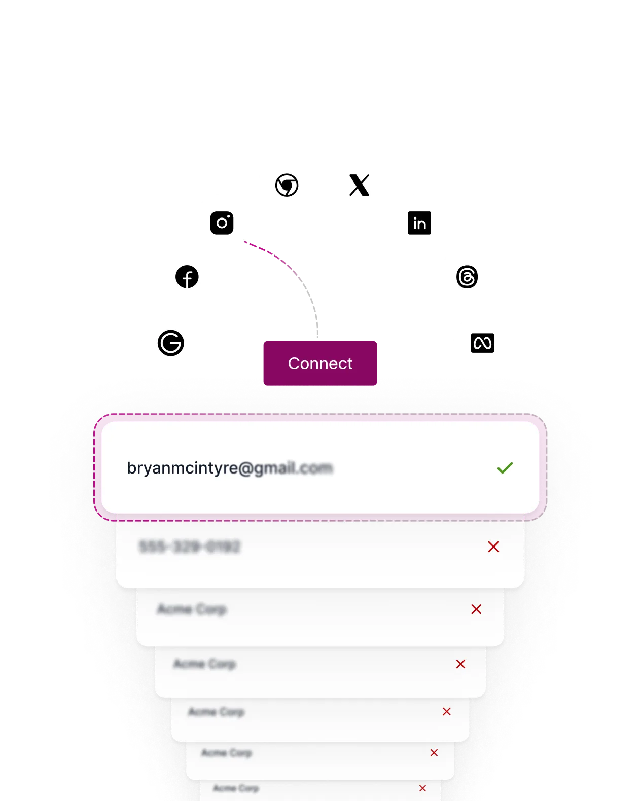 A bunch of icons of platforms that can be connected to Seamless over a stack of real-time data.