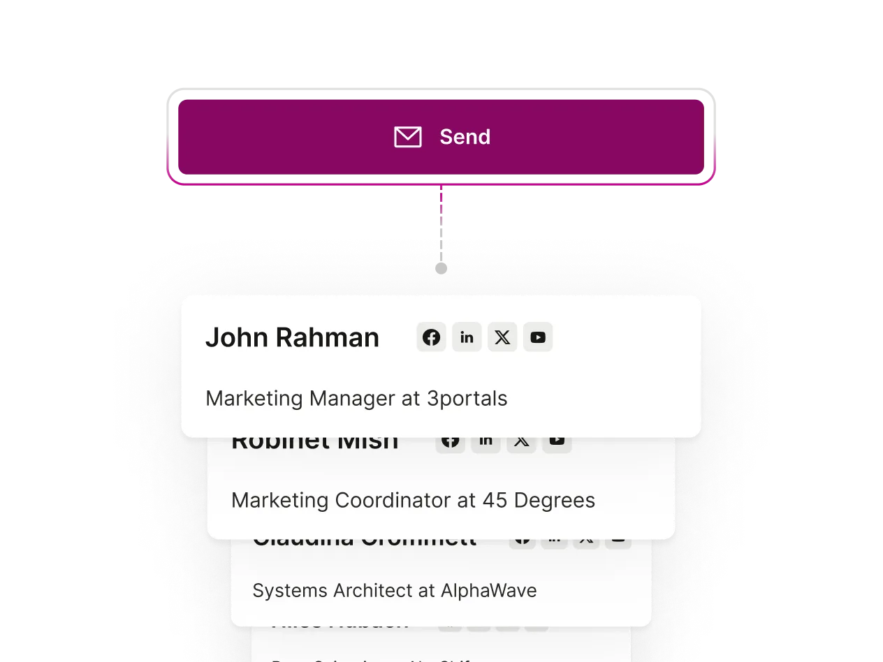 A Seamless Email button connected to a list of contacts.