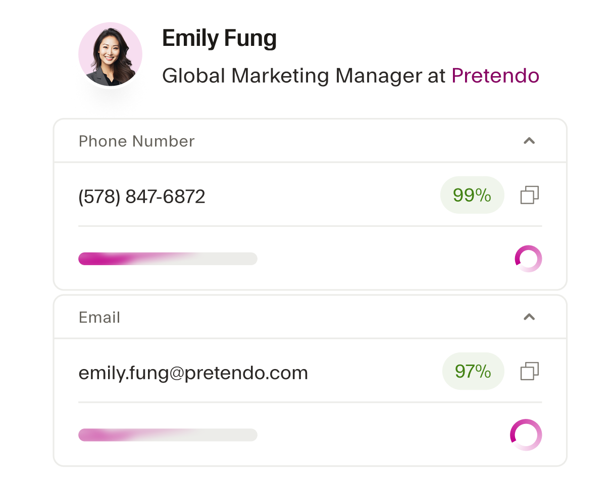 Contact profile being researched in real-time.