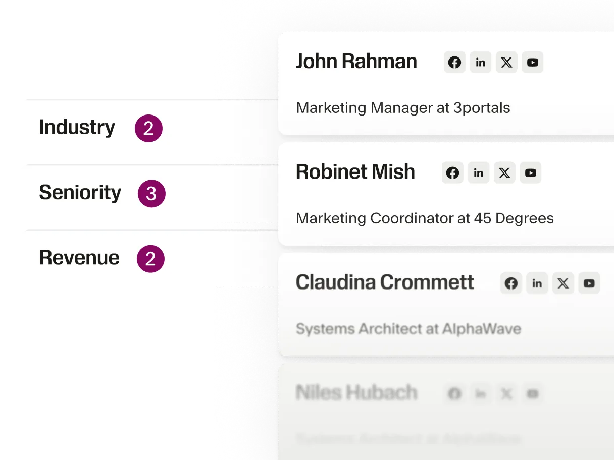 ​​Seamless filters with the resulting list of leads.