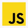 JavaScript logo with bold black letters 'JS' on a yellow square background.