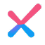 Icon showing a stylized X with the left stroke in pink and the right stroke in blue.