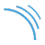Blue Wi-Fi or wireless signal icon with three curved lines.