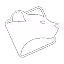 Abstract white dog face logo inside a rounded square black background.