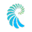 Abstract logo featuring a spiral of teal and blue fan-shaped segments forming a circular pattern.
