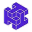 Blue three-dimensional geometric shape resembling interlocking blocks or an abstract maze.