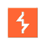Orange square with a black lightning bolt symbol.
