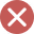 Black X mark inside a red circle on a white background.