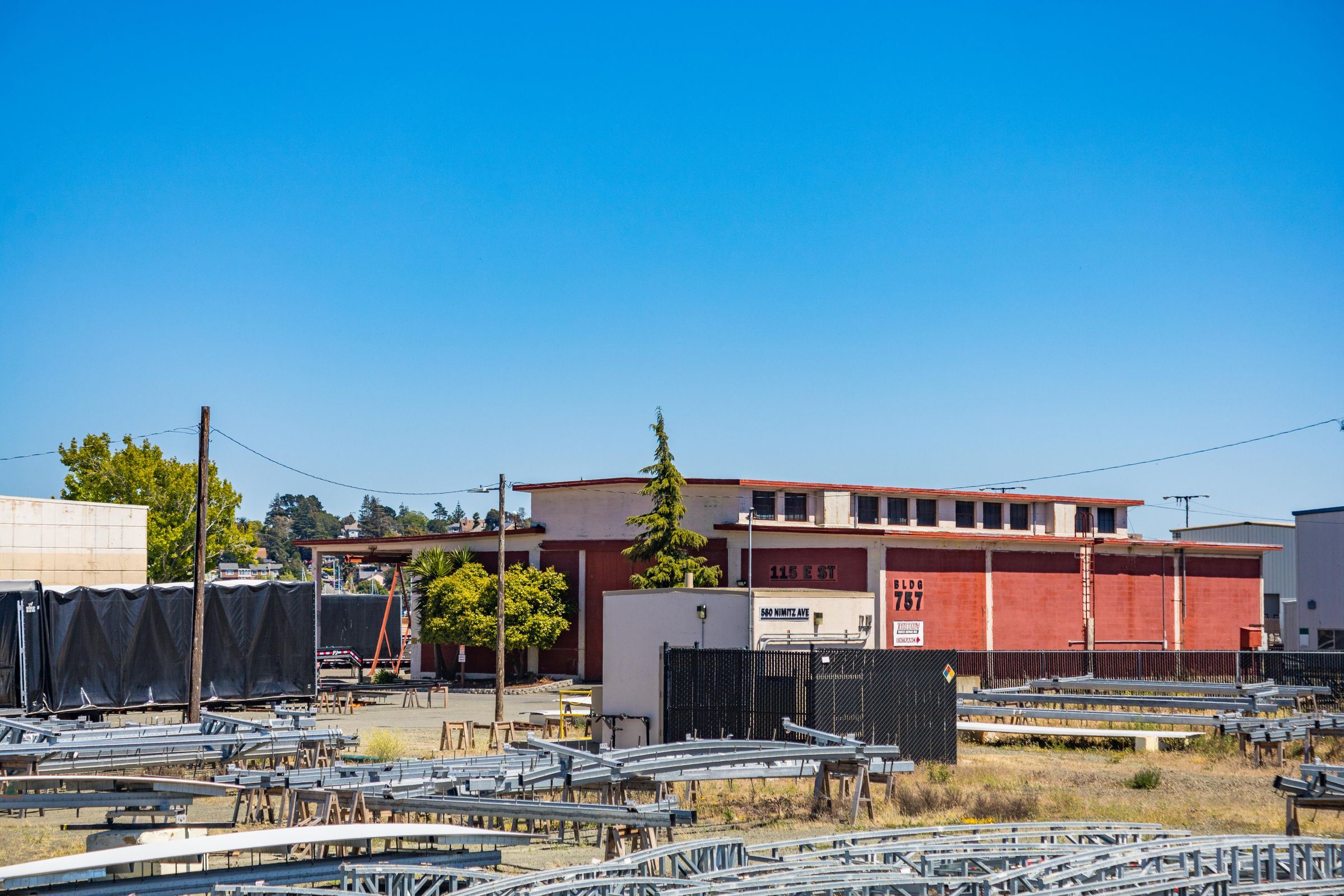 Warehouse exterior, steel structure