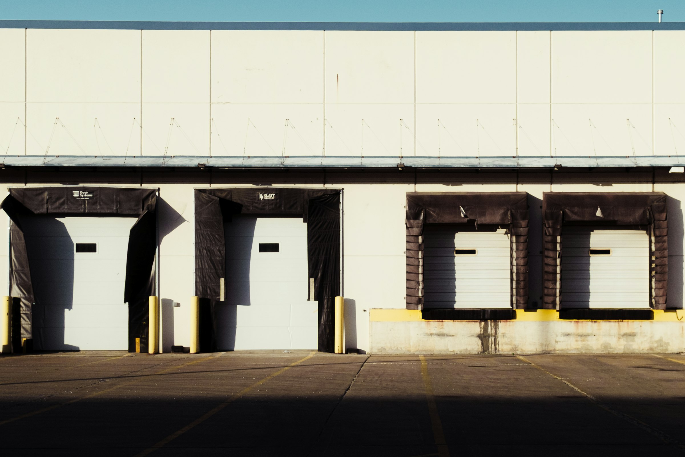 Warehouse exterior, row of loading docks