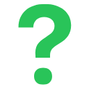 Green question mark on a white background.