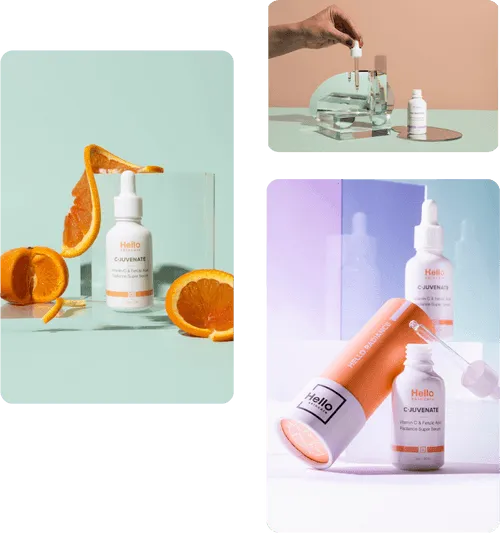 face wash bottles on colored back drops