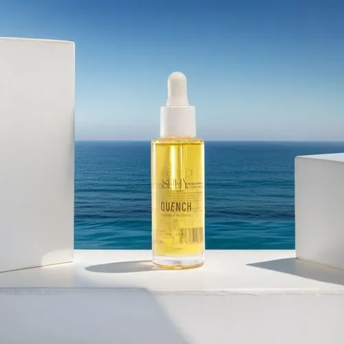 face oil with the ocean in the background
