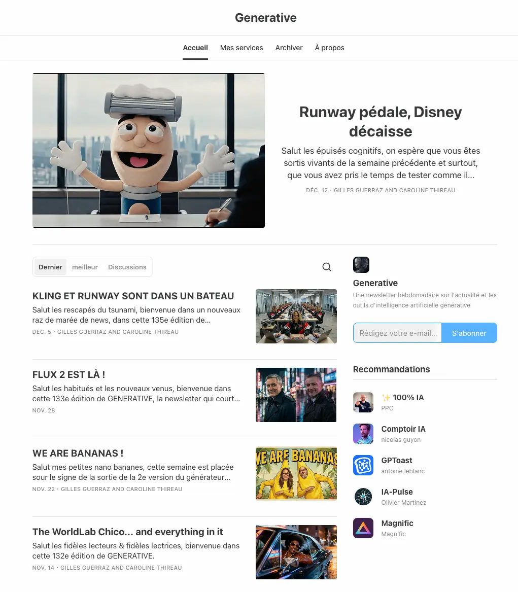 Newsletter Substack dédiée à l'intelligence artificielle générative