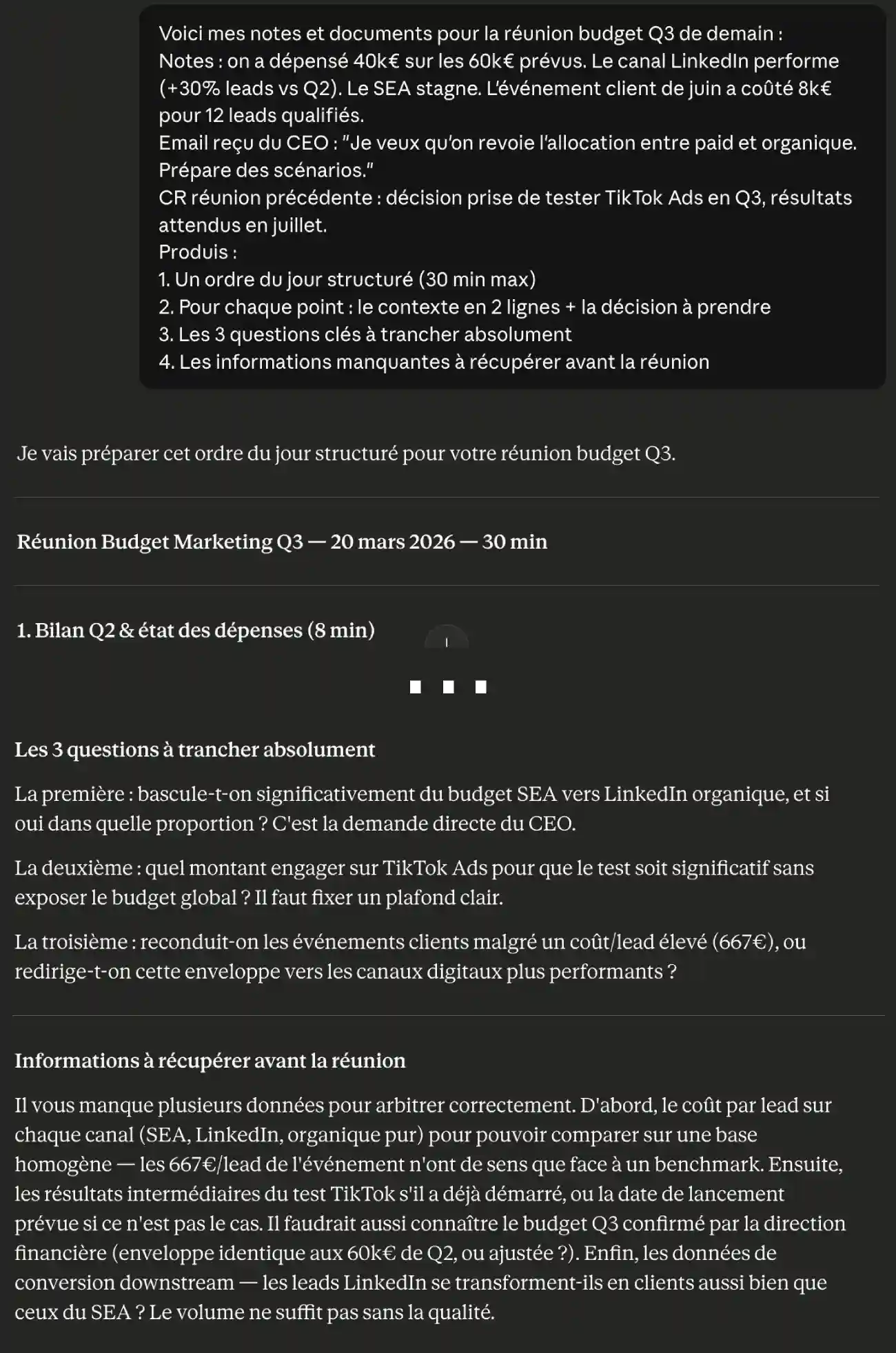 Prompt pour préparer une réunion