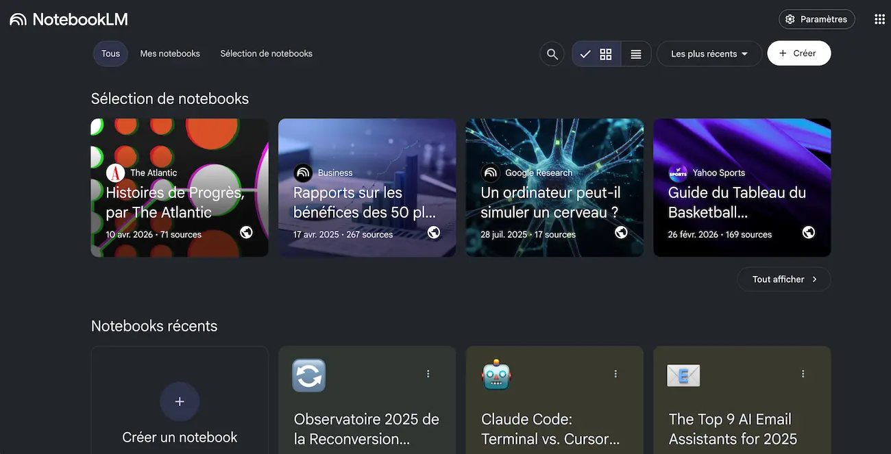 NotebookLM, une des fonctionnalités gratuites de Gemini