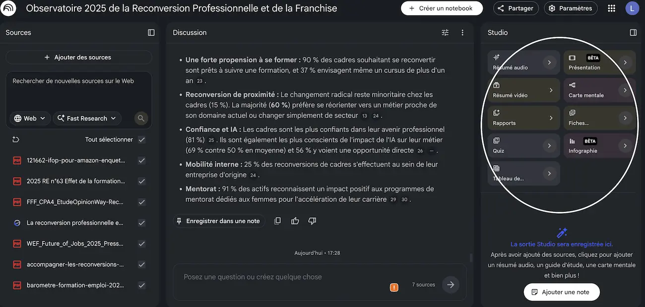 Découvrez le Studio NotebookLM, disponible même sans payer