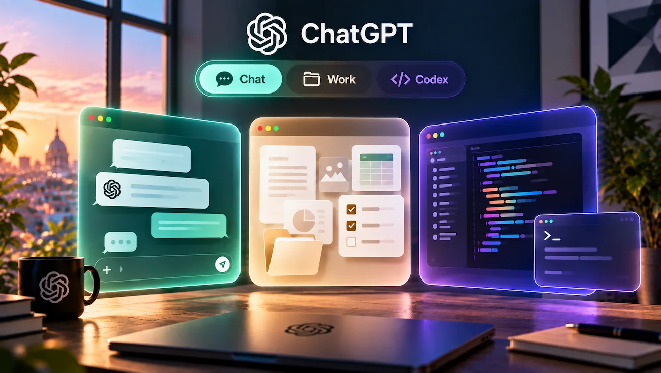 Chat, Work ou Codex : comment choisir le bon espace dans ChatGPT ?