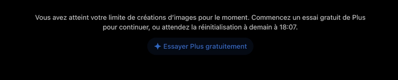 Limite ChatGPT atteinte pour la génération d'images
