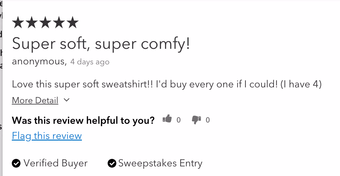 Incentivized review example