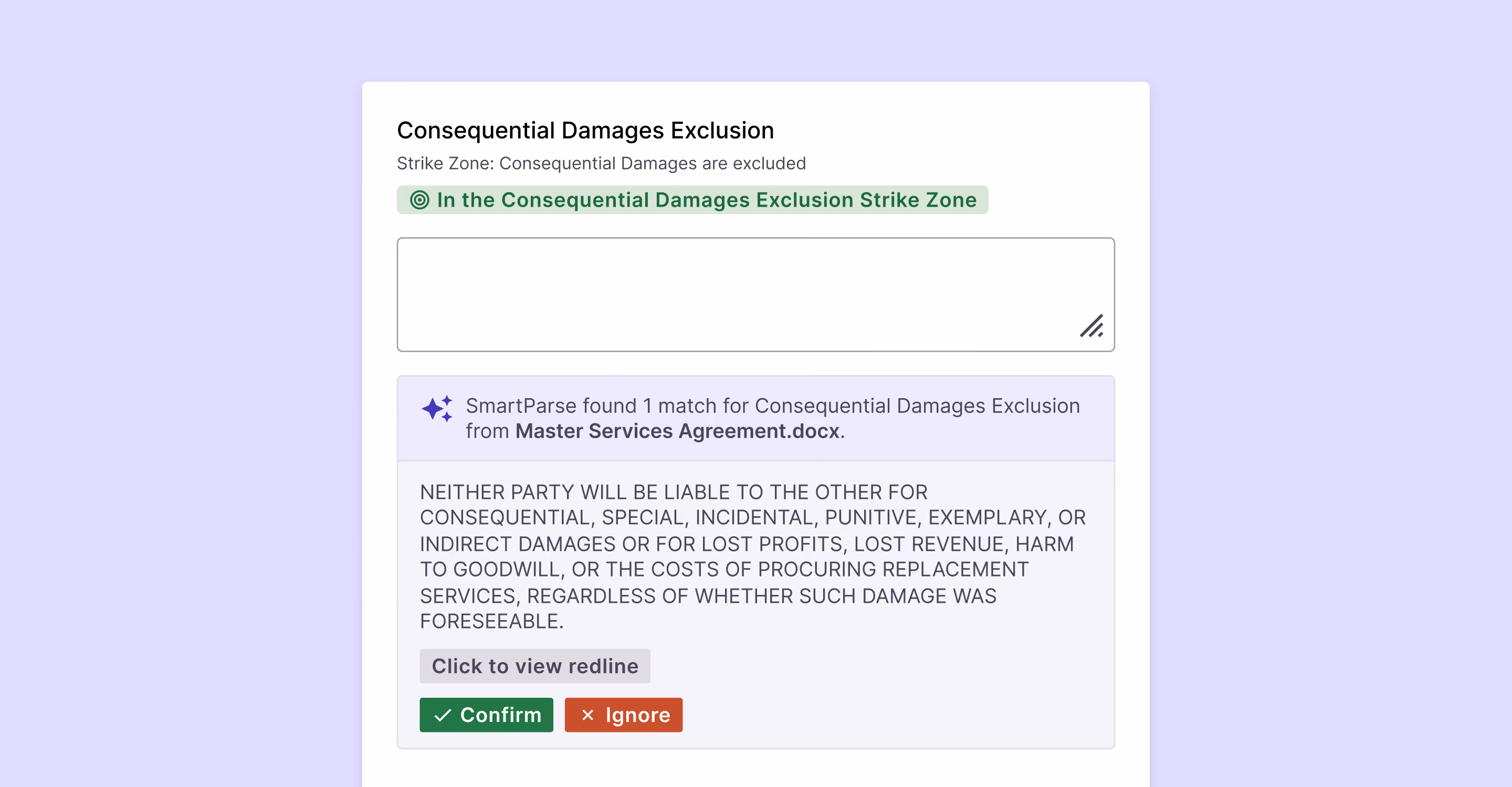 Detailed field analysis and contract text extraction with SmartParse AI