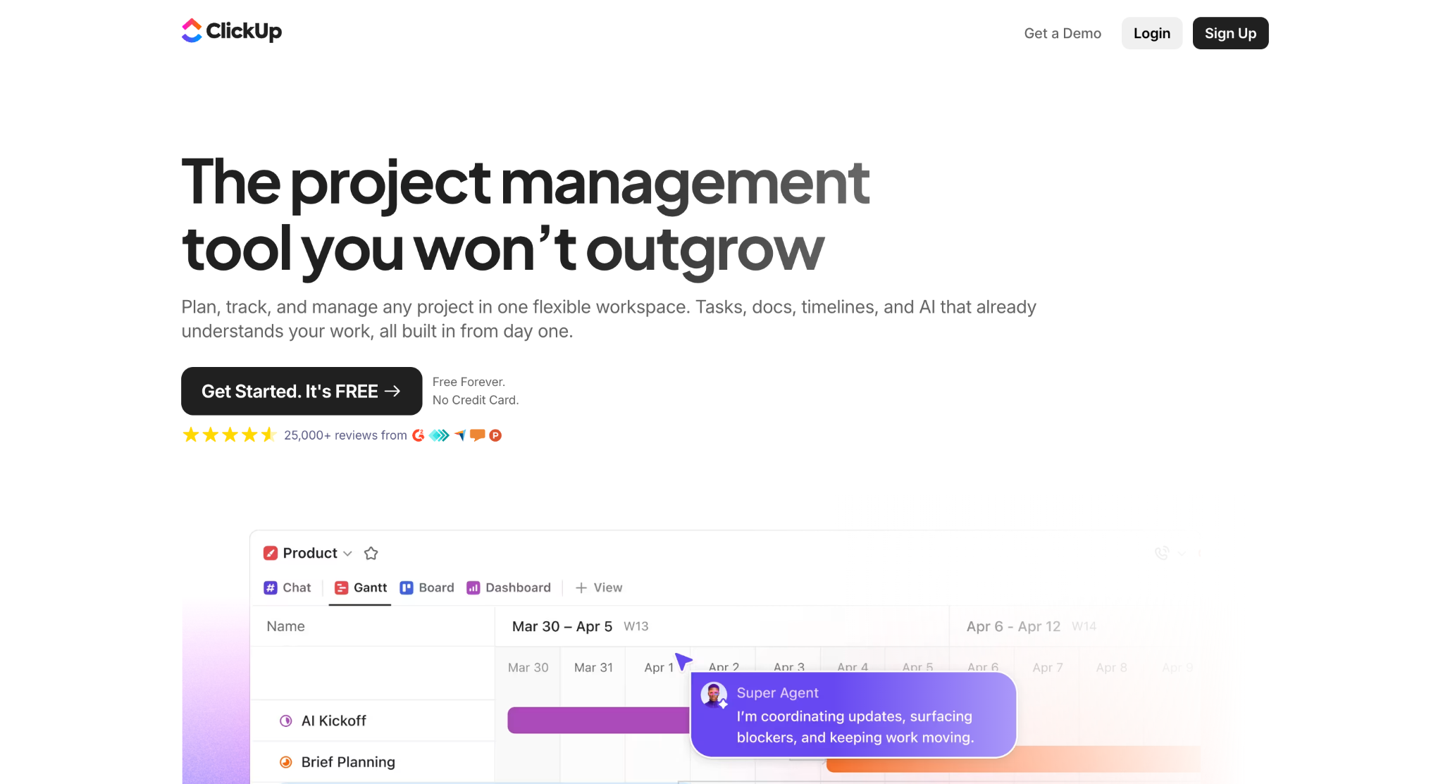 ClickUp homepage
