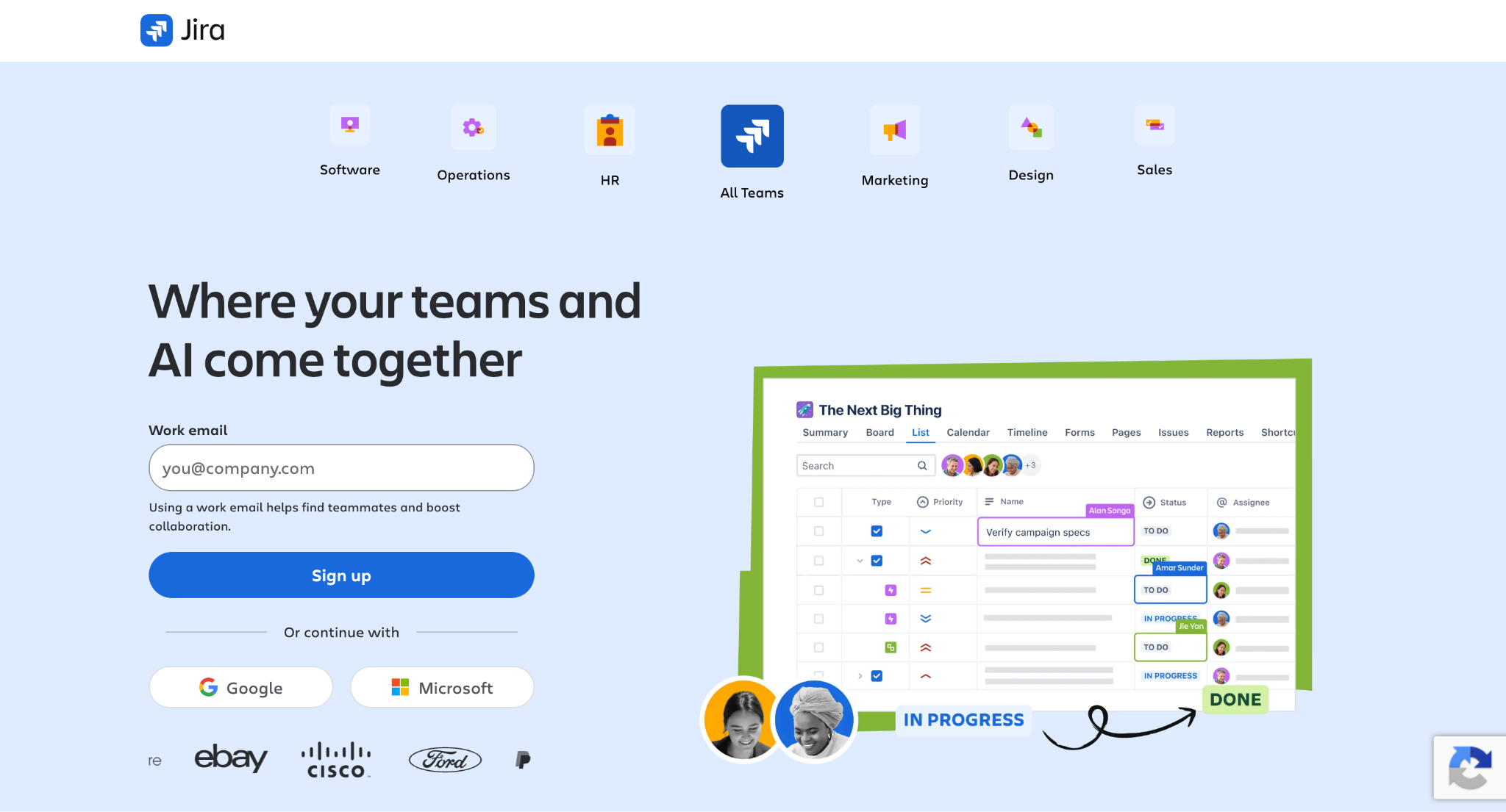 Jira homepage