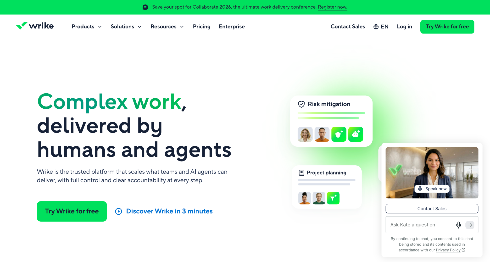 Wrike homepage