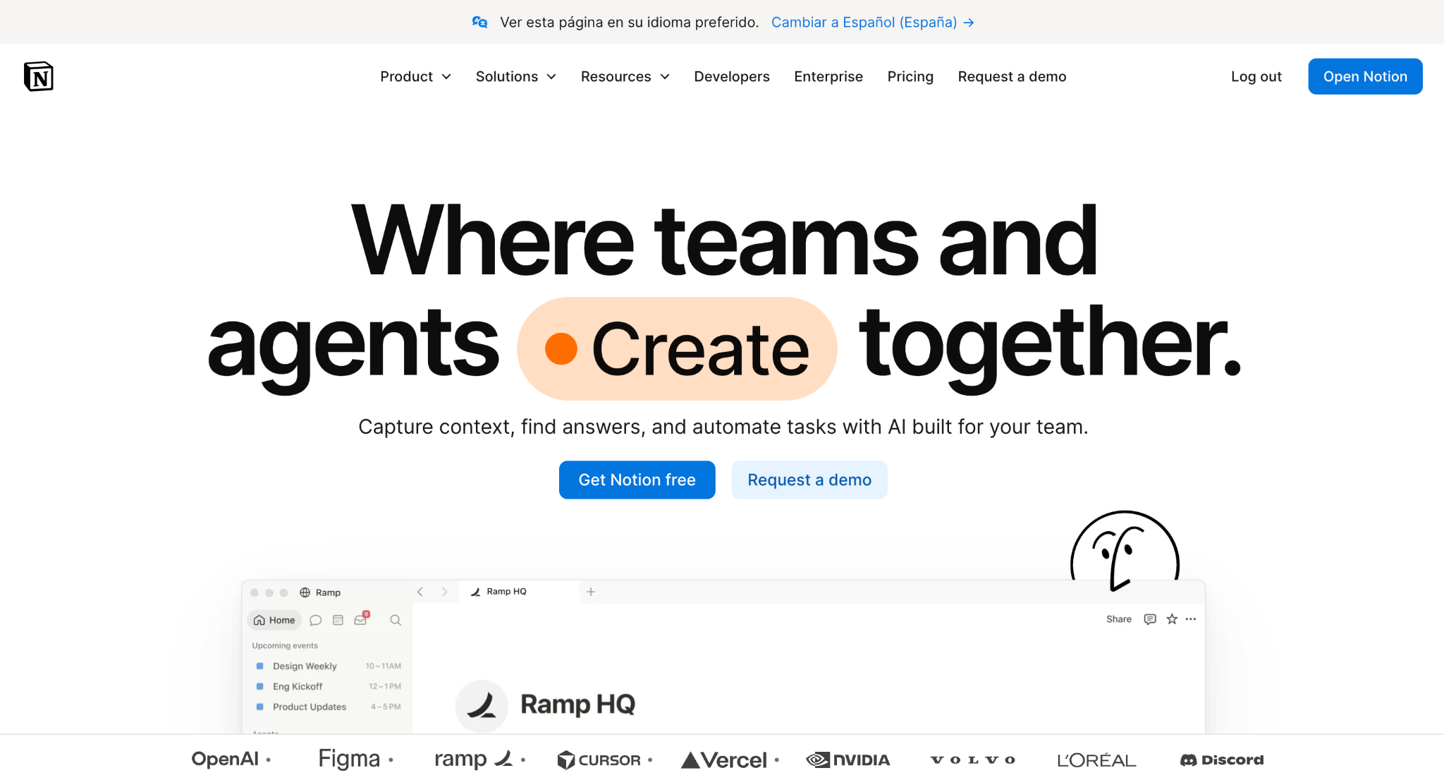 Notion homepage